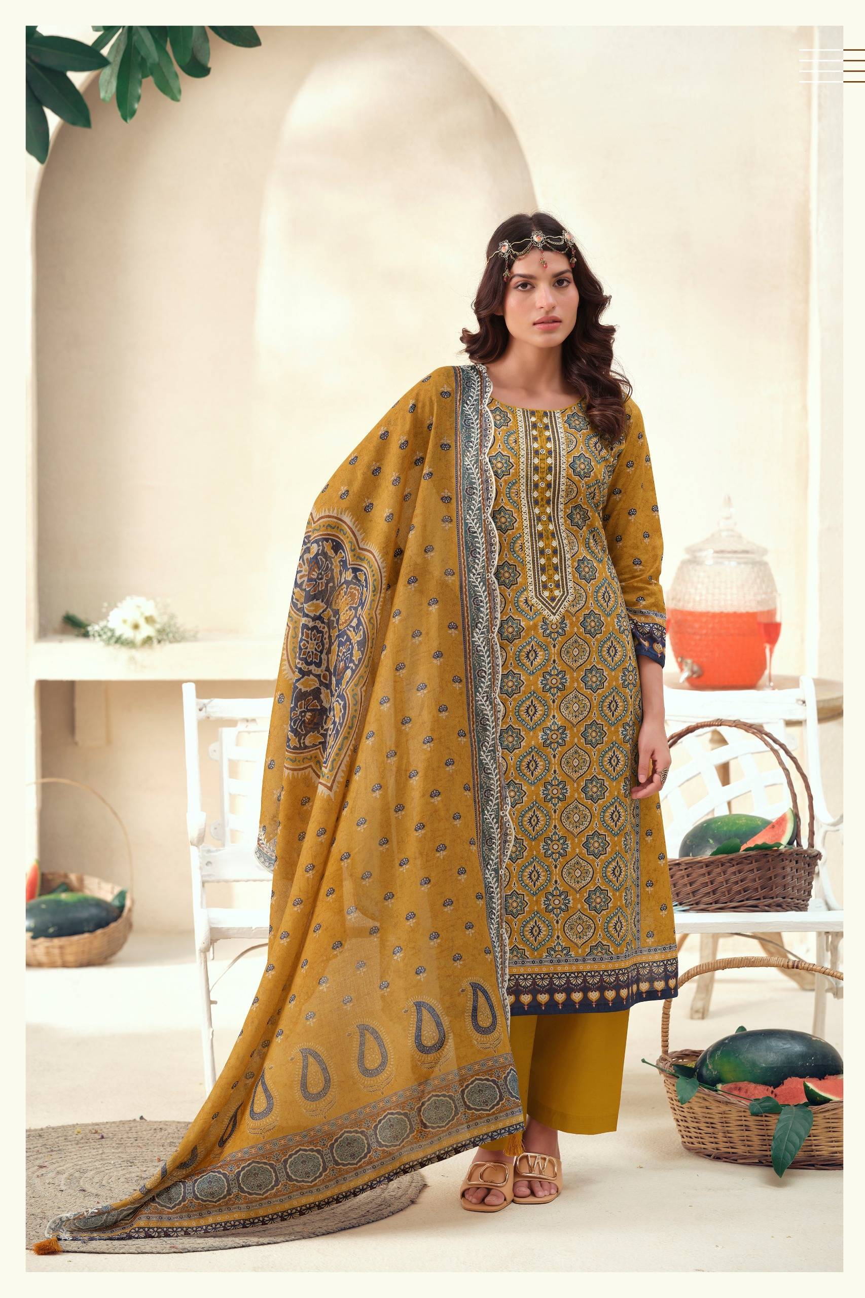AJRAKH VOL 1 By THE HERMITAGE SHOP  101 To 104 Series Designer Suits FINEST LAWN COTTON Dresses At Wholesale Price